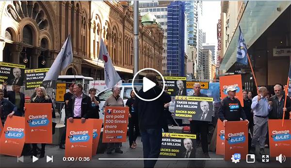 rally outside Telstra AGM